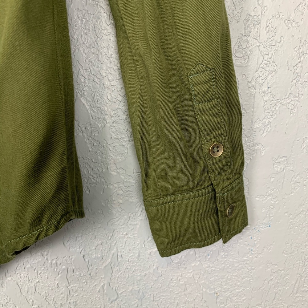 Life In Progress Army Green Button Front Shirt - image 5